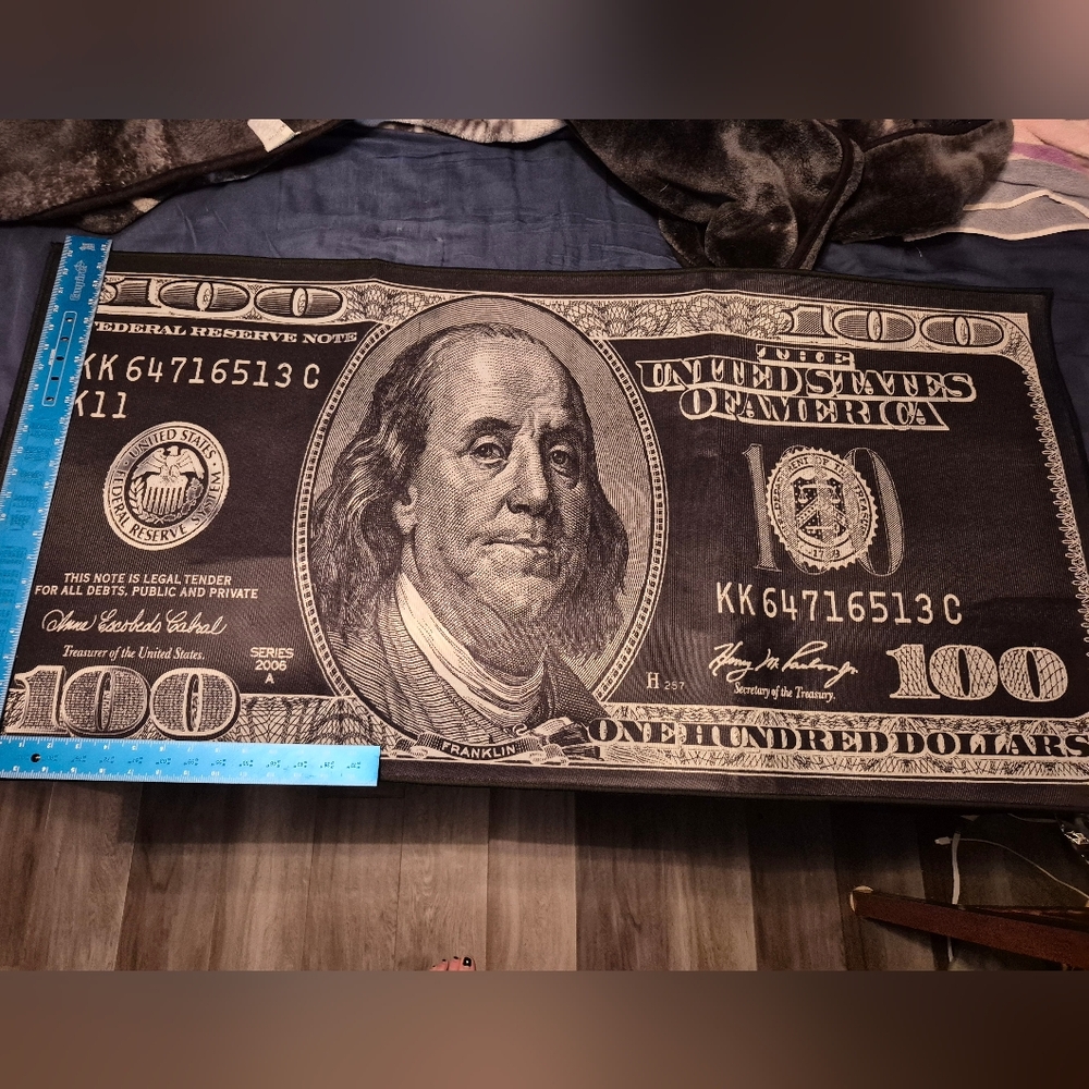 Black and White Hundred Dollar Bill Rug